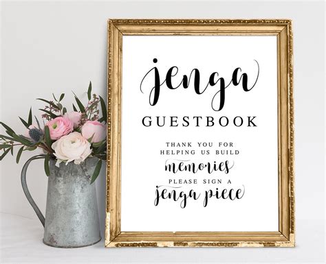 Jenga Guest Book Sign Printable Free